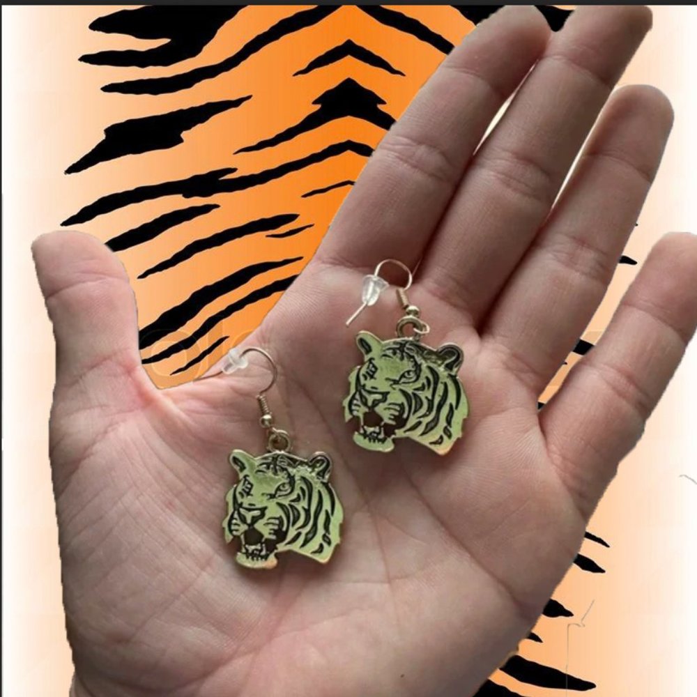 gold tiger earrings